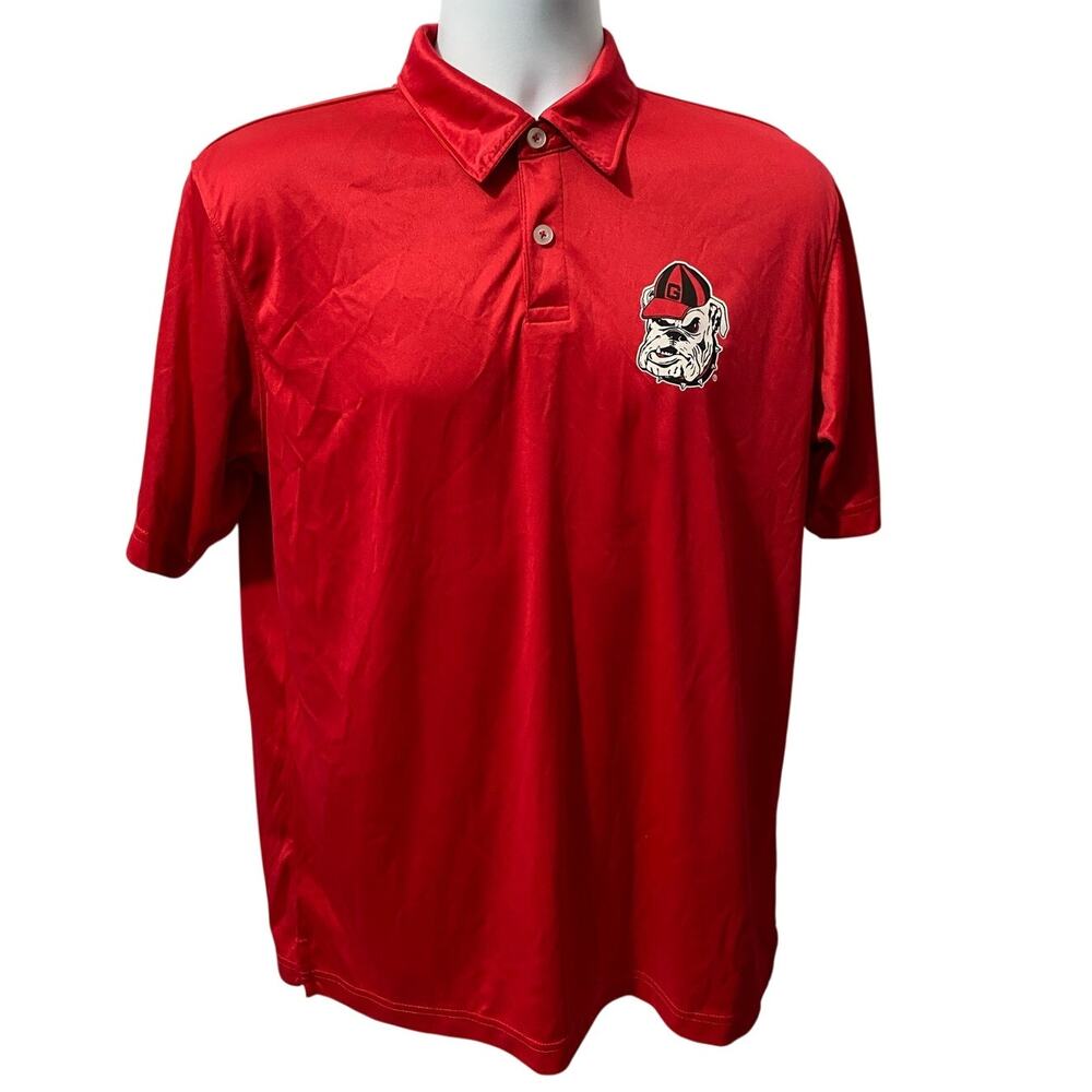 GEORGIA BULLDOGS Russell Athletic Polo — Red Men's Medium UGA Golf Shirt